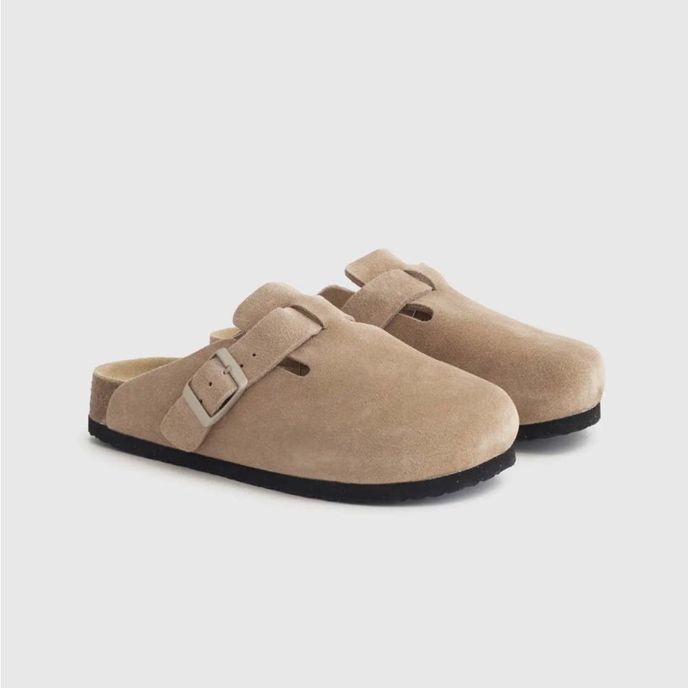 Quince Water Repellent Suede Clog Mule in Dune